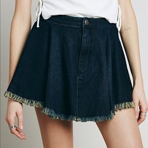 NWT Free People Raw Denim Fit & Flare Mini Skirt